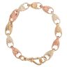 9ct Yellow White and Rose Gold Tulip Bracelet 8"
