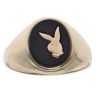 9ct Yellow Gold Onyx Play Boy Rabbit Signet Ring