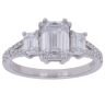 9ct White Gold 1.80ct Emerald and Brilliant Cut Lab Grown Diamond Trilogy Ring