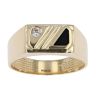 14ct Yellow Gold Child's Cubic Zirconia & Black Gemstone Signet Ring