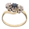 18ct Yellow Gold 0.05ct Diamond And Sapphire Three stone Twist Ring