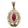 14ct Yellow Gold Red Stone Flower Pendant