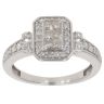 9ct White Gold 0.50ct Princess And Brilliant Cut Diamond Cluster Ring