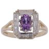 9ct Yellow Gold 0.05ct Diamond and Amethyst Cluster Ring