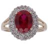 9ct Yellow Gold 0.08ct Diamond and Created Ruby Cluster Ring