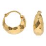 22ct Yellow Gold Faceted Basket Hoop Earrings