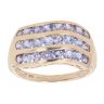 9ct Yellow Gold Tanzanite Three Row Ring