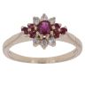 9ct Yellow Gold 0.10ct Diamond and Ruby Cluster Ring
