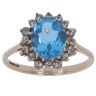 9ct Yellow Gold Cubic Zirconia and Blue Topaz Cluster Ring