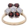 9ct Yellow Gold Garnet and Cubic Zirconia Cluster Ring