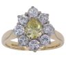 18ct Yellow Gold 1.50ct Brilliant and Pear Cut Colourless and Yellow Diamond Cluster Ring