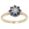 18ct Yellow Gold 0.10ct Diamond And Sapphire Cluster Ring