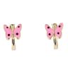 14ct Yellow Gold Pink Enamel Butterfly Earrings