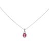 Silver Cubic Zirconia And Red Gemstone Oval Pendant And 18" Chain by Icesia