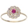 14ct Yellow Gold Child's Red & Cubic Zirconia Gemstone Cluster Ring
