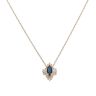 14ct Yellow Gold 0.25ct Brilliant and Baguette Cut Diamond and Sapphire Cluster Pendant and Chain 16"