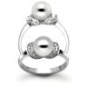 18ct White Gold 0.09ct Diamond & Pearl Ring