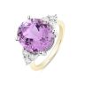 9ct Yellow Gold Natural Oval Amethyst and 0.15ct Lab Grown Diamond Ring