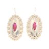 14ct Yellow Gold Red Gemstone Earrings
