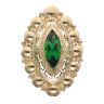 14ct Yellow Gold Green Gemstone Marquise Patterned Ring