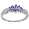 9ct White Gold 0.02ct Diamond and Tanzanite Three Stone Ring