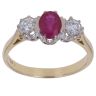 18ct Yellow Gold 0.40ct Brilliant Cut Diamond and Ruby Three Stone Ring