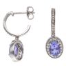 9ct White Gold 0.30ct Single Cut Diamond and Tanzanite Cluster Drop Earrings