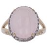 9ct Yellow Gold 0.15ct Diamond and Rose Quartz Cabochon Cluster Ring