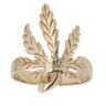 9ct Yellow Gold Patterned Leaf Ring