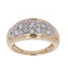 14ct Yellow Gold 0.15ct Brilliant Cut Diamond and Tanzanite Three Row Ring