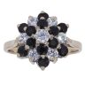 9ct Yellow Gold Cubic Zirconia and Sapphire Cluster Ring