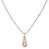 9ct Yellow Gold 0.10ct Diamond and Morganite Pendant and Chain 24"
