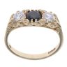 9ct Yellow Gold Cubic Zirconia and Sapphire Three Stone Ring