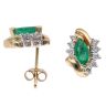 9ct Yellow Gold 0.30ct Brilliant Cut Diamond and Emerald Stud Earrings