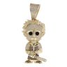 9ct Yellow Gold Cubic Zirconia Leather Face Figure Pendant