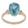 9ct Yellow Gold 0.10ct Diamond and Blue Topaz Single Stone Ring