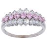 9ct White Gold Pink and White Cubic Zirconia Three Row Ring