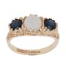 9ct Yellow Gold Sapphire and Opal Three Stone Ring
