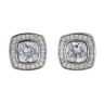 Silver Cubic Zirconia Halo Stud Earrings by Icesia