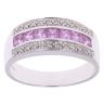 9ct White Gold 0.10ct Diamond And Pink Sapphire Ring