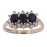 9ct Yellow Gold Cubic Zirconia and Sapphire Triple Cluster Ring