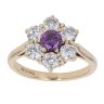 9ct Yellow Gold Amethyst and Cubic Zirconia Floral Cluster Ring