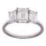 9ct White Gold 3.00ct Emerald Cut Lab Grown Diamond Trilogy Ring