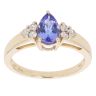 9ct Yellow Gold Tanzanite And Cubic Zirconia Ring