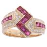 18ct Yellow Gold 0.35ct Diamond And Ruby Zig Zag Ring