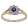 18ct Yellow Gold 0.10ct Diamond and Sapphire Cluster Ring