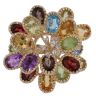 9ct Yellow Gold Multi Gemstone and Cubic Zirconia Flower Ring