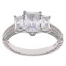 Silver Cubic Zirconia Three Stone Ring By Icesia