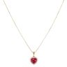 Gold Plated Silver Cubic Zirconia and Red Gemstone Heart Cluster Pendant and Chain 18"