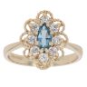 9ct Yellow Gold Blue Topaz and Cubic Zirconia Cluster Ring
